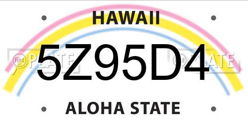 5Z95D4 Hawaii License Plate