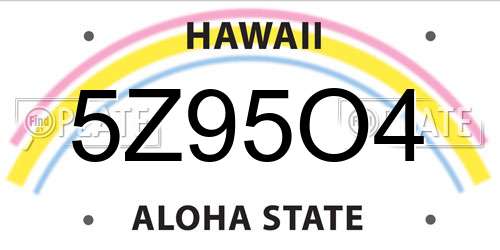 5Z95O4 Hawaii License Plate