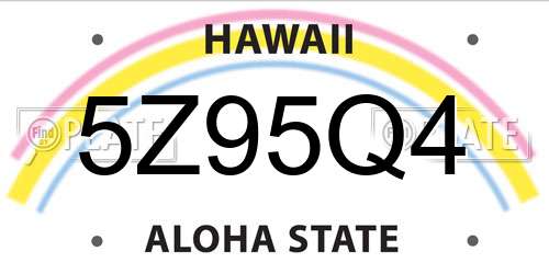 5Z95Q4 Hawaii License Plate