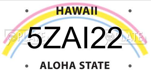 5ZAI22 Hawaii License Plate