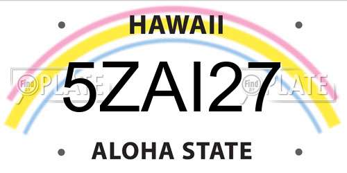 5ZAI27 Hawaii License Plate