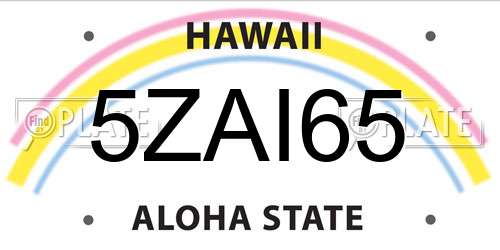 5ZAI65 Hawaii License Plate