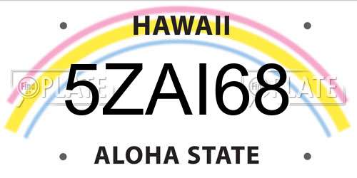 5ZAI68 Hawaii License Plate