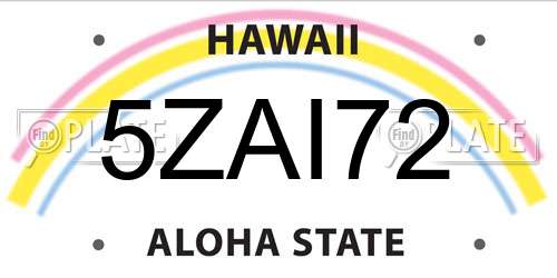 5ZAI72 Hawaii License Plate
