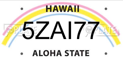 5ZAI77 Hawaii License Plate
