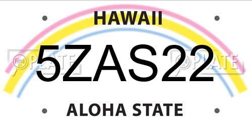 5ZAS22 Hawaii License Plate