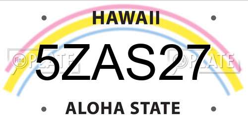 5ZAS27 Hawaii License Plate