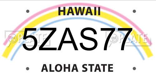 5ZAS77 Hawaii License Plate