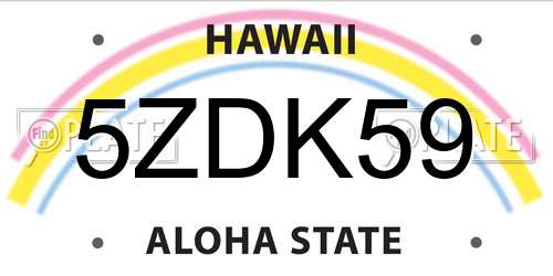 5ZDK59 Hawaii License Plate