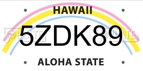 5ZDK89 Hawaii License Plate