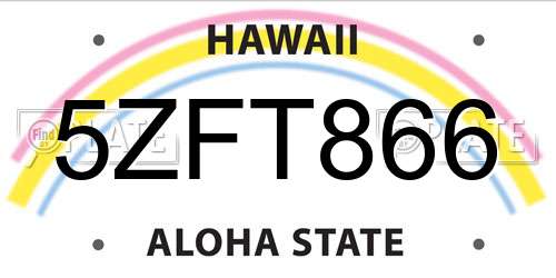 5ZFT866 Hawaii License Plate