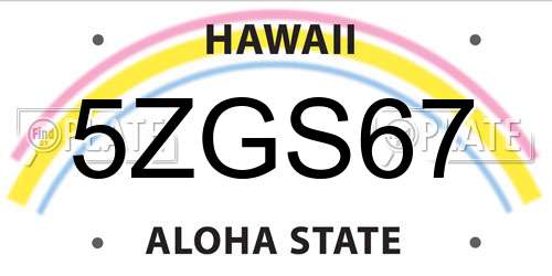 5ZGS67 Hawaii License Plate