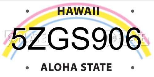5ZGS906 Hawaii License Plate