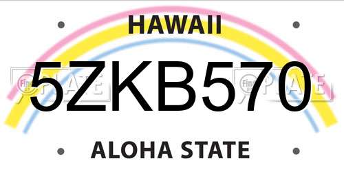5ZKB570 Hawaii License Plate