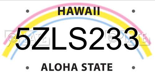 5ZLS233 Hawaii License Plate