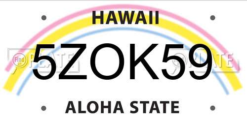 5ZOK59 Hawaii License Plate