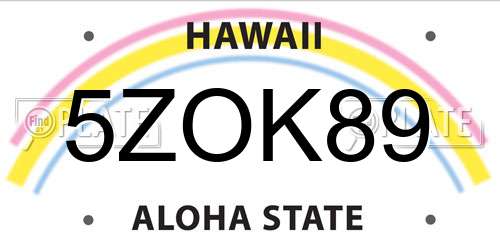 5ZOK89 Hawaii License Plate