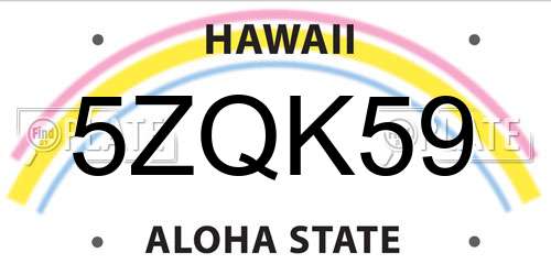 5ZQK59 Hawaii License Plate