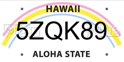 5ZQK89 Hawaii License Plate