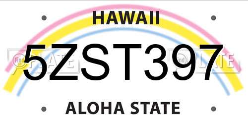 5ZST397 Hawaii License Plate