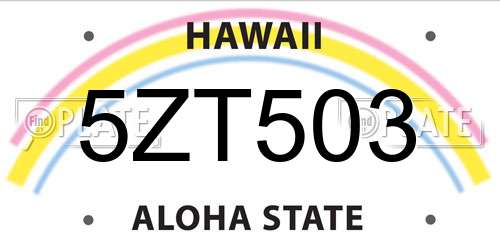 5ZT503 Hawaii License Plate