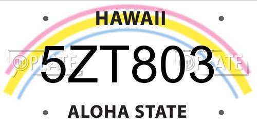 5ZT803 Hawaii License Plate
