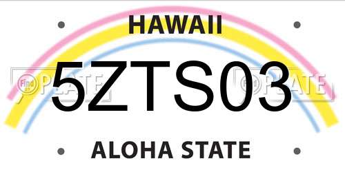 5ZTS03 Hawaii License Plate