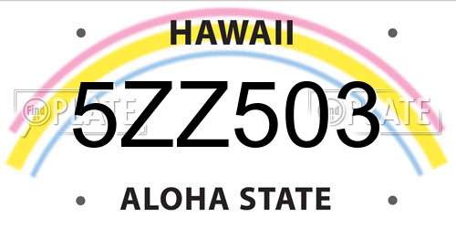 5ZZ503 Hawaii License Plate