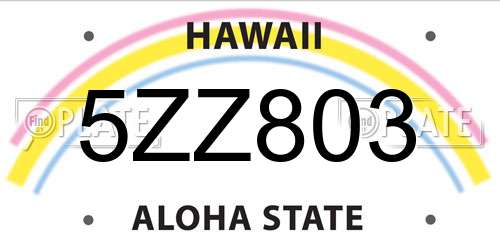 5ZZ803 Hawaii License Plate