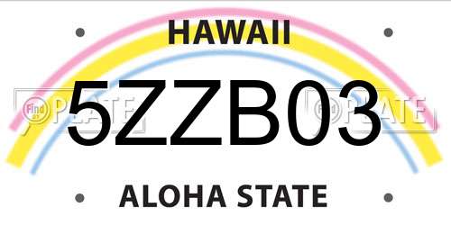 5ZZB03 Hawaii License Plate