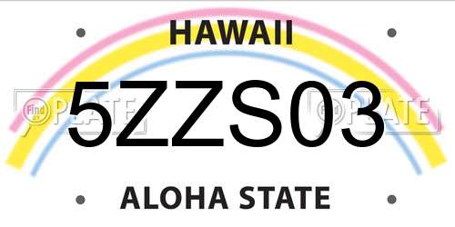 5ZZS03 Hawaii License Plate