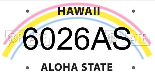 6026AS Hawaii License Plate