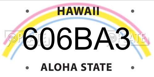 606BA3 Hawaii License Plate