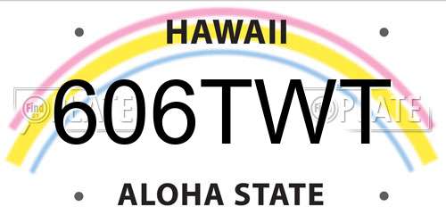 606TWT Hawaii License Plate