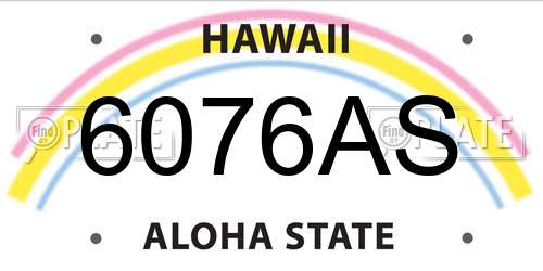 6076AS Hawaii License Plate
