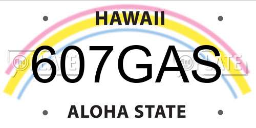 607GAS Hawaii License Plate