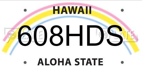 608HDS Hawaii License Plate