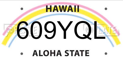 609YQL Hawaii License Plate