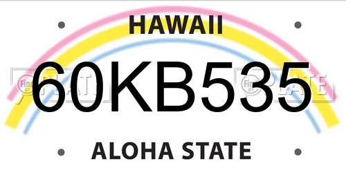 60KB535 Hawaii License Plate