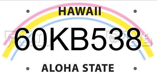 60KB538 Hawaii License Plate
