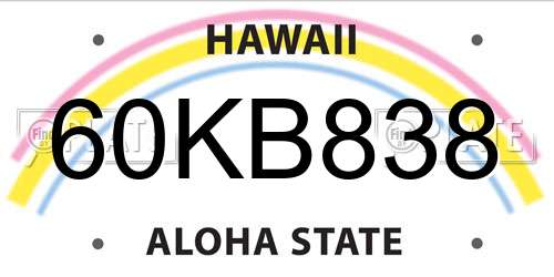60KB838 Hawaii License Plate