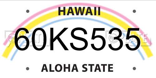 60KS535 Hawaii License Plate