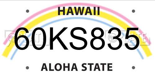 60KS835 Hawaii License Plate
