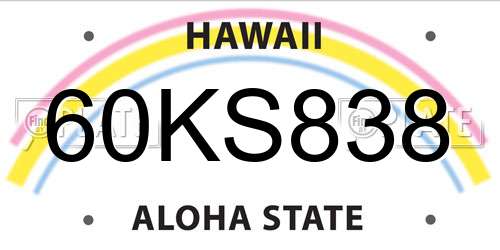 60KS838 Hawaii License Plate