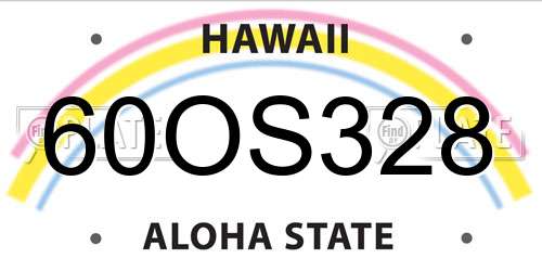 60OS328 Hawaii License Plate