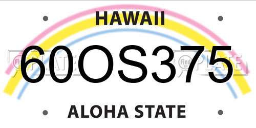 60OS375 Hawaii License Plate