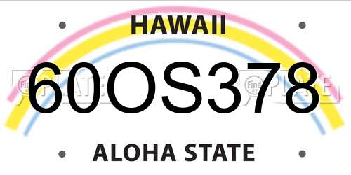 60OS378 Hawaii License Plate