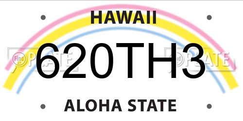 620TH3 Hawaii License Plate
