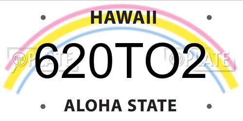 620TO2 Hawaii License Plate