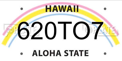 620TO7 Hawaii License Plate